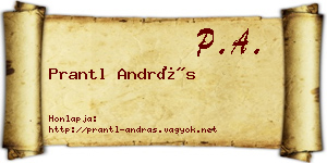 Prantl András névjegykártya
